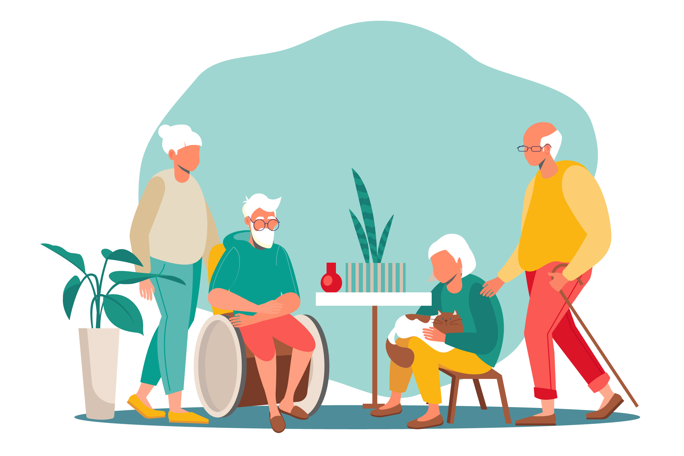 dessin DAC 86 représentant quatre personnes âgées