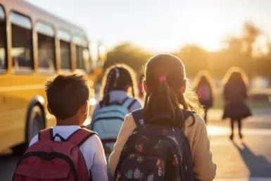 vue-des-jeunes-eleves-qui-frequentent-l-ecole - transports scolaires