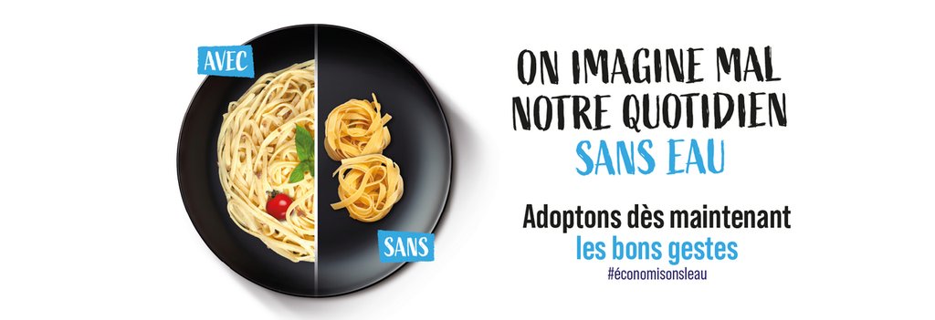 assiette avec des nouilles crue et cuites illustrant l'économie d'eau