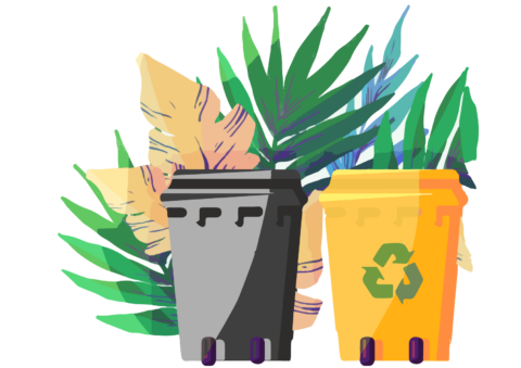 dessins containers poubelle déchets et recyclage