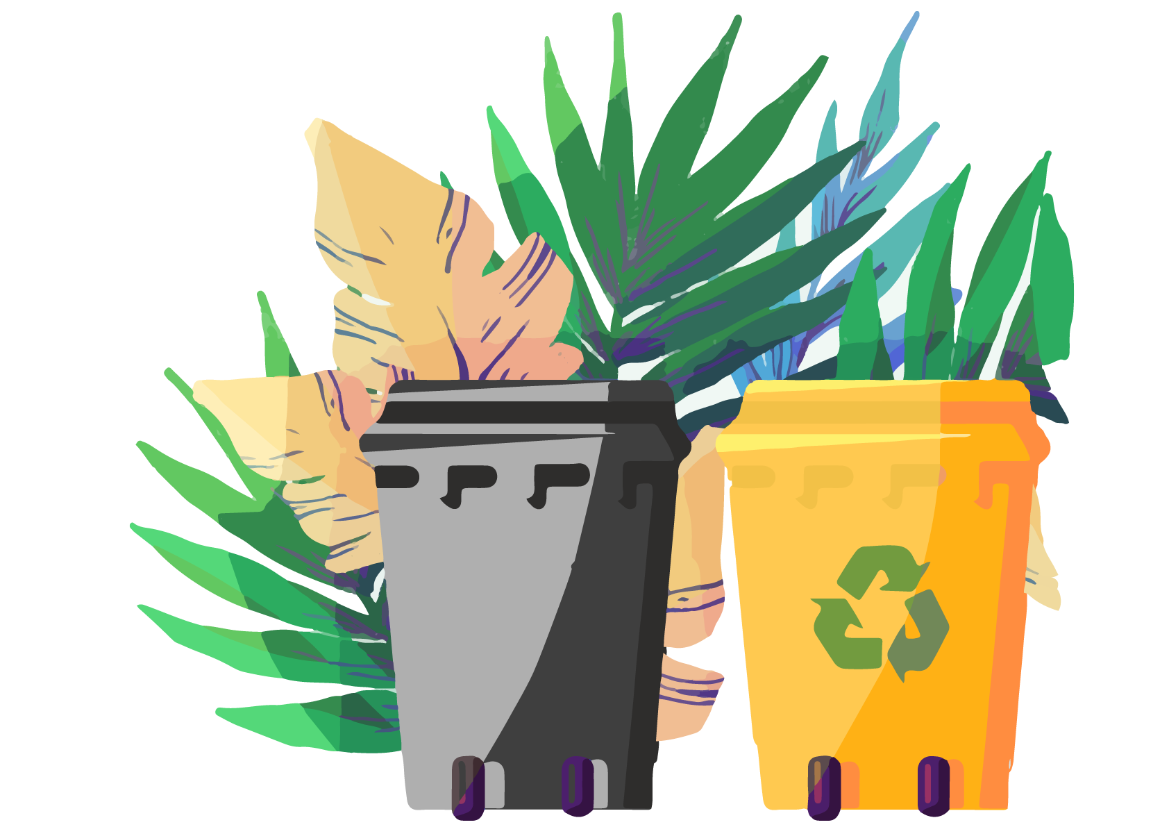 dessins containers poubelle déchets et recyclage