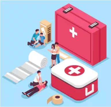 Dessin représentant différents services médicaux pour les Numéros d'urgence