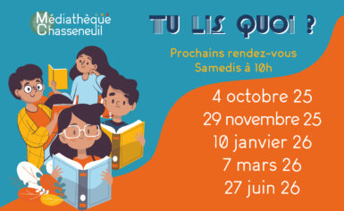 Affiche colorée invitant les enfants de 9 à 12 ans à rejoindre le groupe de lecture 