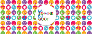 Logo de la semaine du goût contenant des émojis de différentes couleurs
