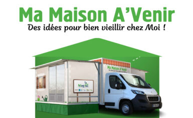 ma maison a'venir, un camping-car est disposé sur un fond vert